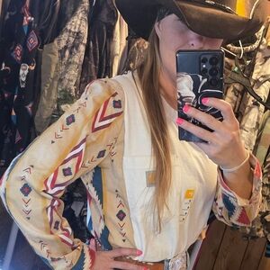 Carhartt Women's Southwestern Blouse - Cream and Red